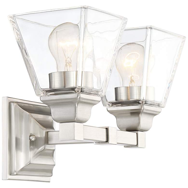 Image 5 Regency Hill Mencino 12 3/4" Wide Satin Nickel Clear Glass Bath Light more views