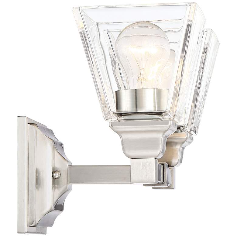 Image 6 Regency Hill Mencino 12 3/4" Wide Satin Nickel Clear Glass Bath Light more views