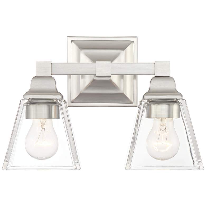 Image 7 Regency Hill Mencino 12 3/4 inch Wide Satin Nickel Clear Glass Bath Light more views