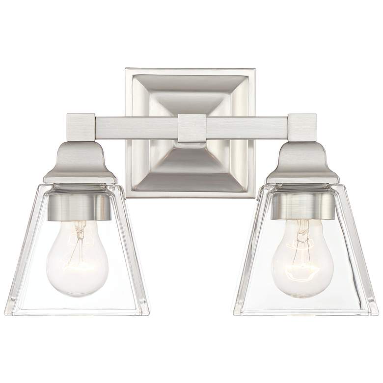 Image 7 Regency Hill Mencino 12 3/4" Wide Satin Nickel Clear Glass Bath Light more views