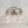 Regency Hill Mencino 12 3/4" Wide Satin Nickel Clear Glass Bath Light