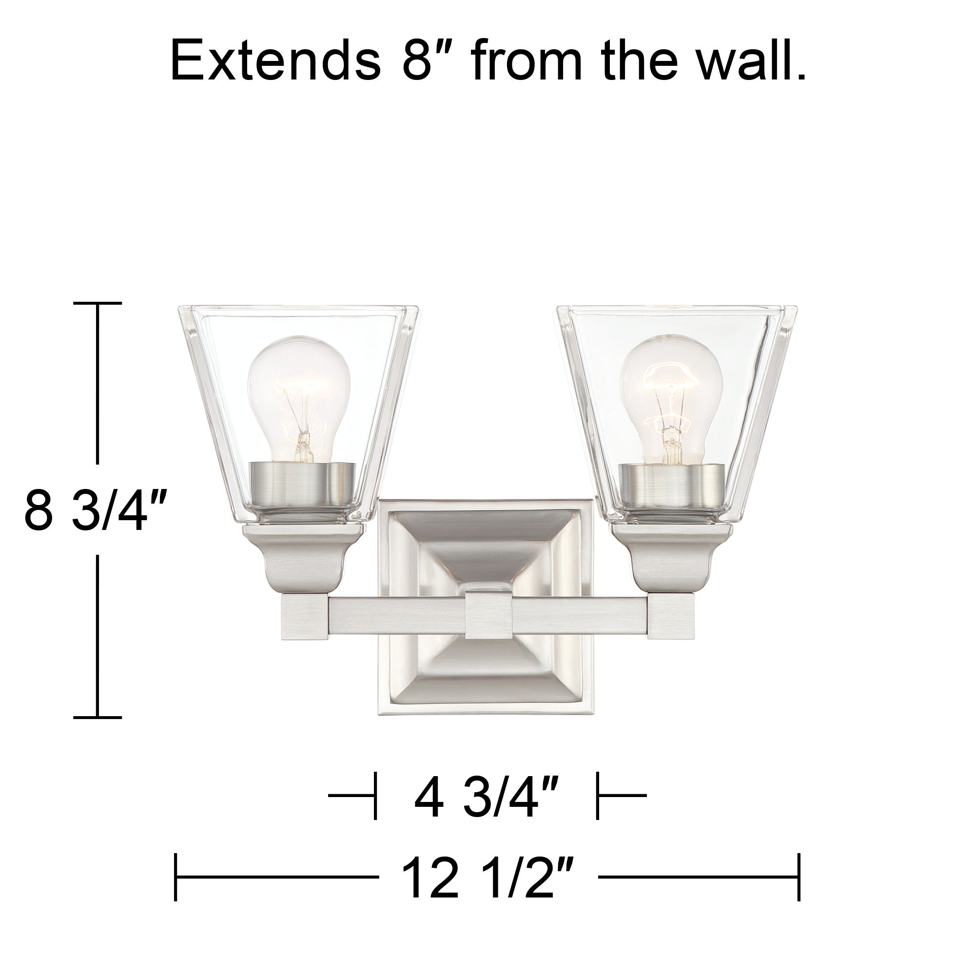 Regency Hill Mencino 12 3/4" Wide Satin Nickel Clear Glass Bath Light