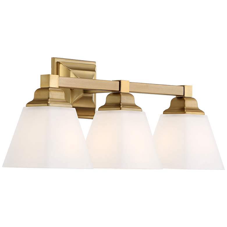 Image 4 Regency Hill Mencino 20 inch 3-Light Warm Brass and Opal Glass Bath Light more views