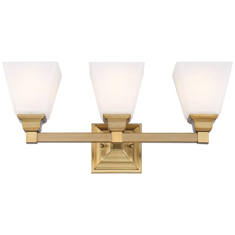 Image 6 Regency Hill Mencino 20 inch 3-Light Warm Brass and Opal Glass Bath Light more views