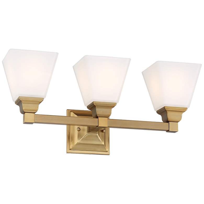 Image 7 Regency Hill Mencino 20 inch 3-Light Warm Brass and Opal Glass Bath Light more views