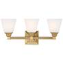 Regency Hill Mencino 20" 3-Light Warm Brass and Opal Glass Bath Light