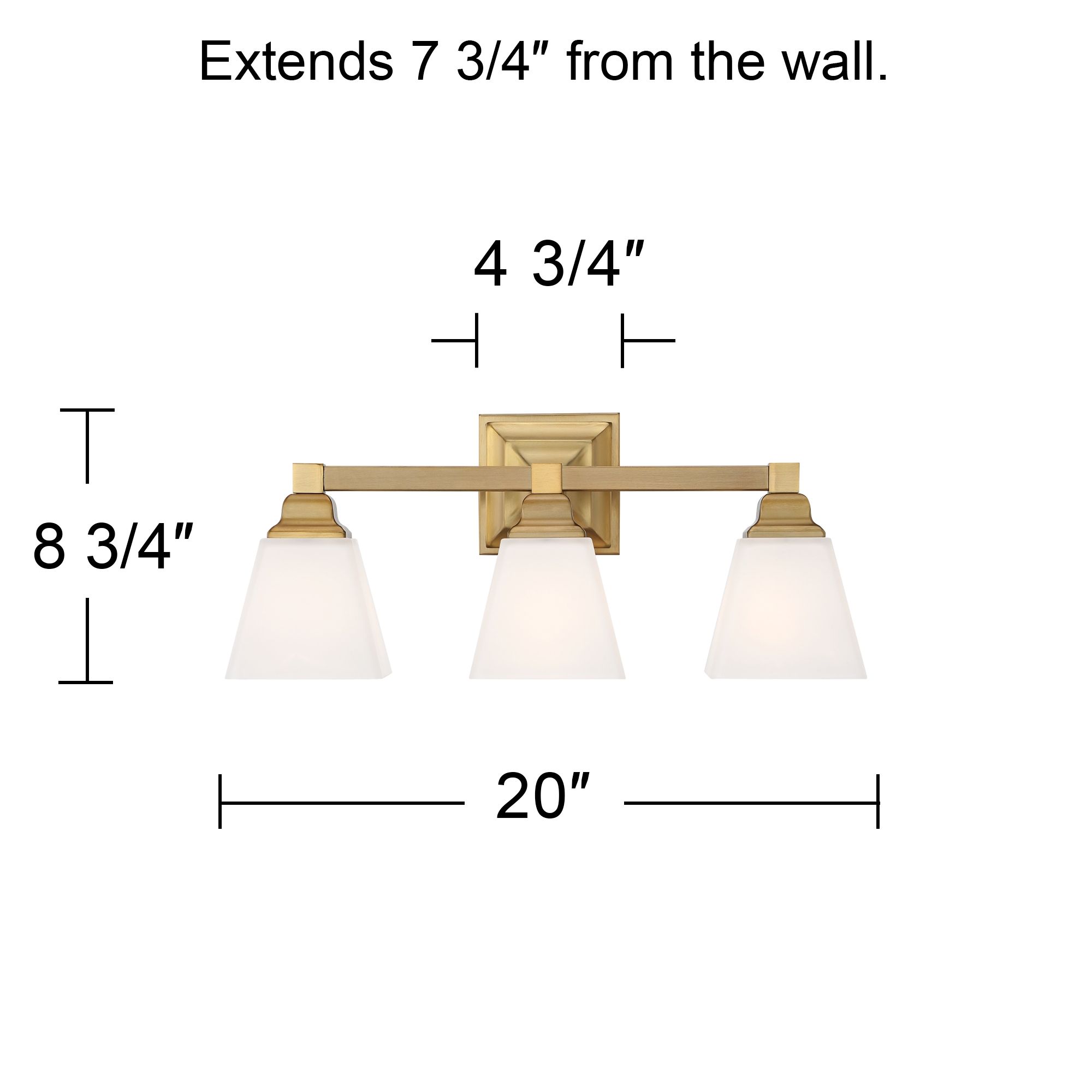 Regency Hill Mencino 20" 3-Light Warm Brass and Opal Glass Bath Light