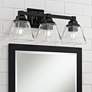 Regency Hill Mencino 20" Black Steel Clear Glass 3-Light Bath Light