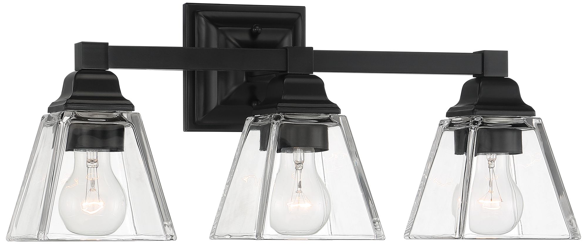Image 4 Regency Hill Mencino 20" Black Steel Clear Glass 3-Light Bath Light more views