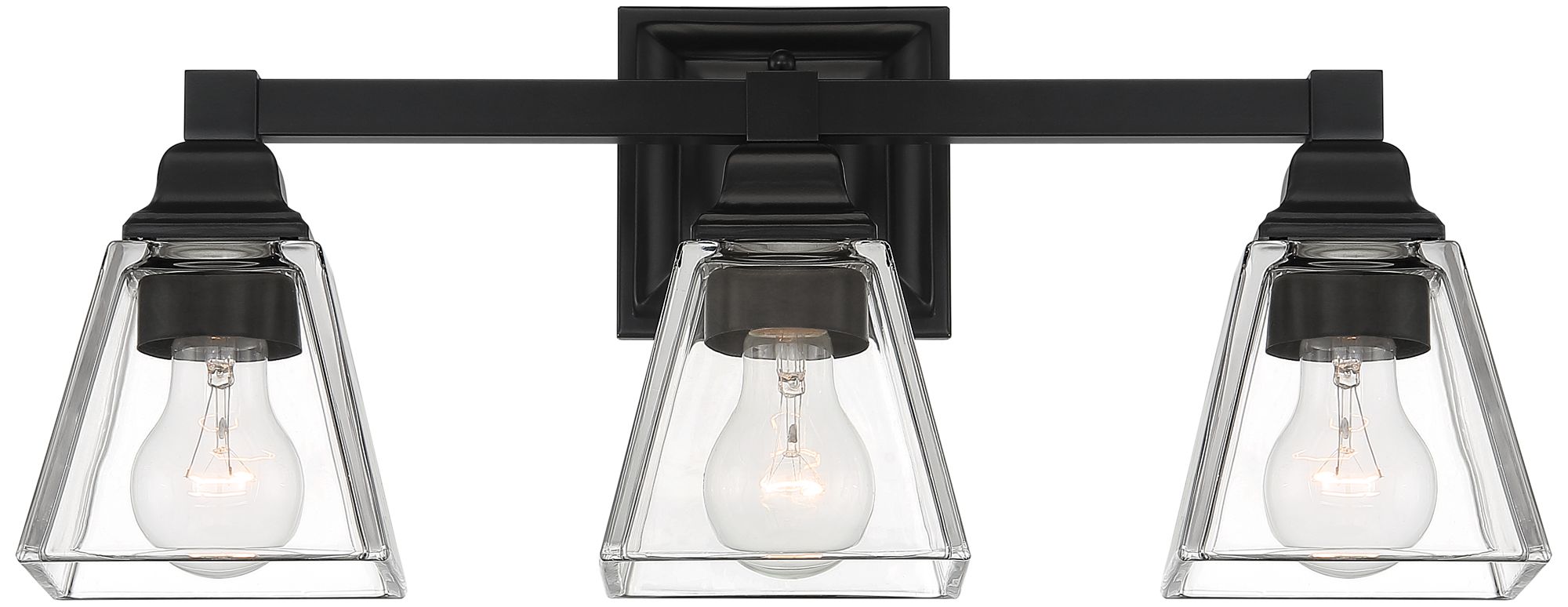 Image 5 Regency Hill Mencino 20" Black Steel Clear Glass 3-Light Bath Light more views