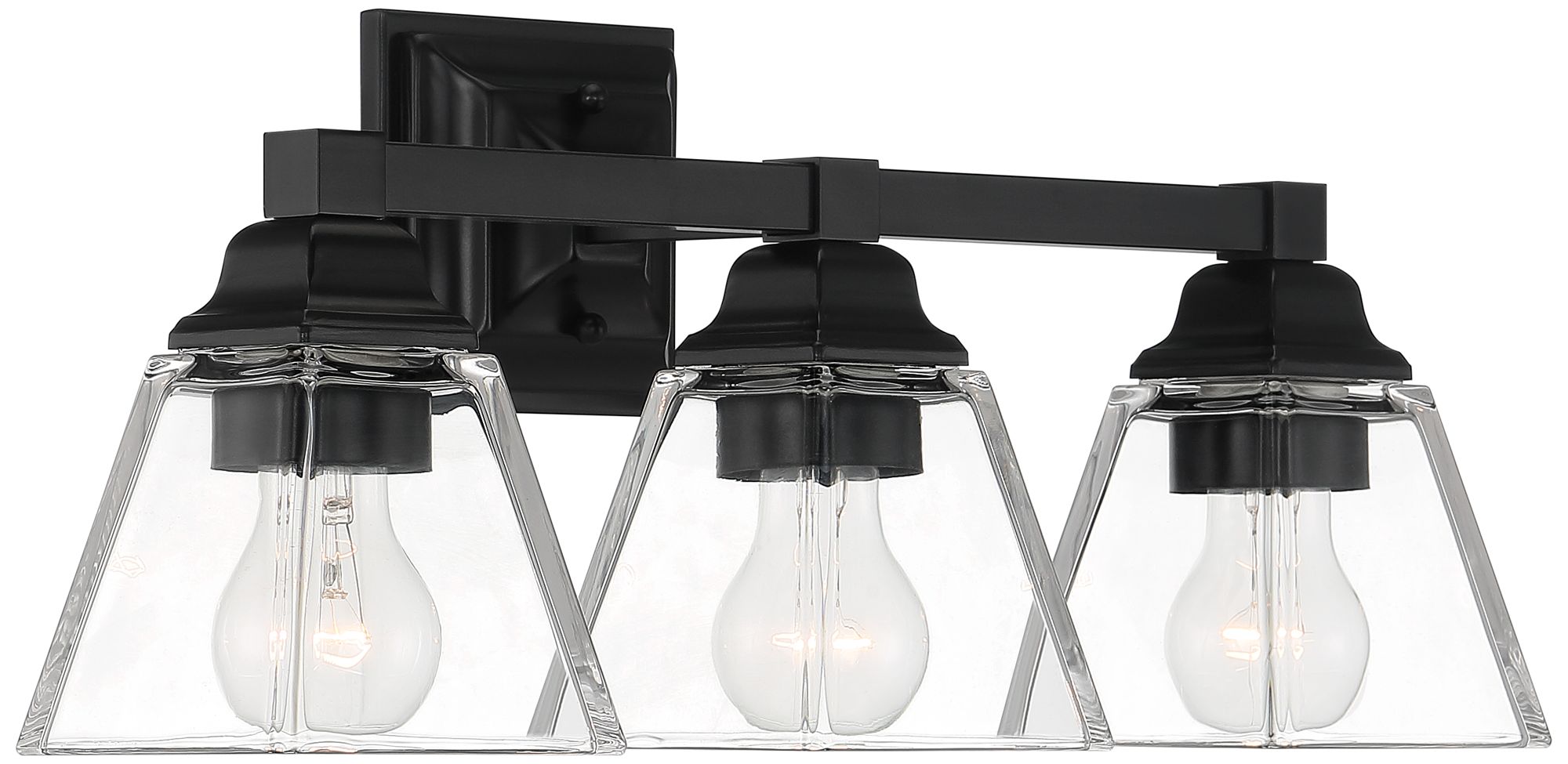 Image 6 Regency Hill Mencino 20" Black Steel Clear Glass 3-Light Bath Light more views