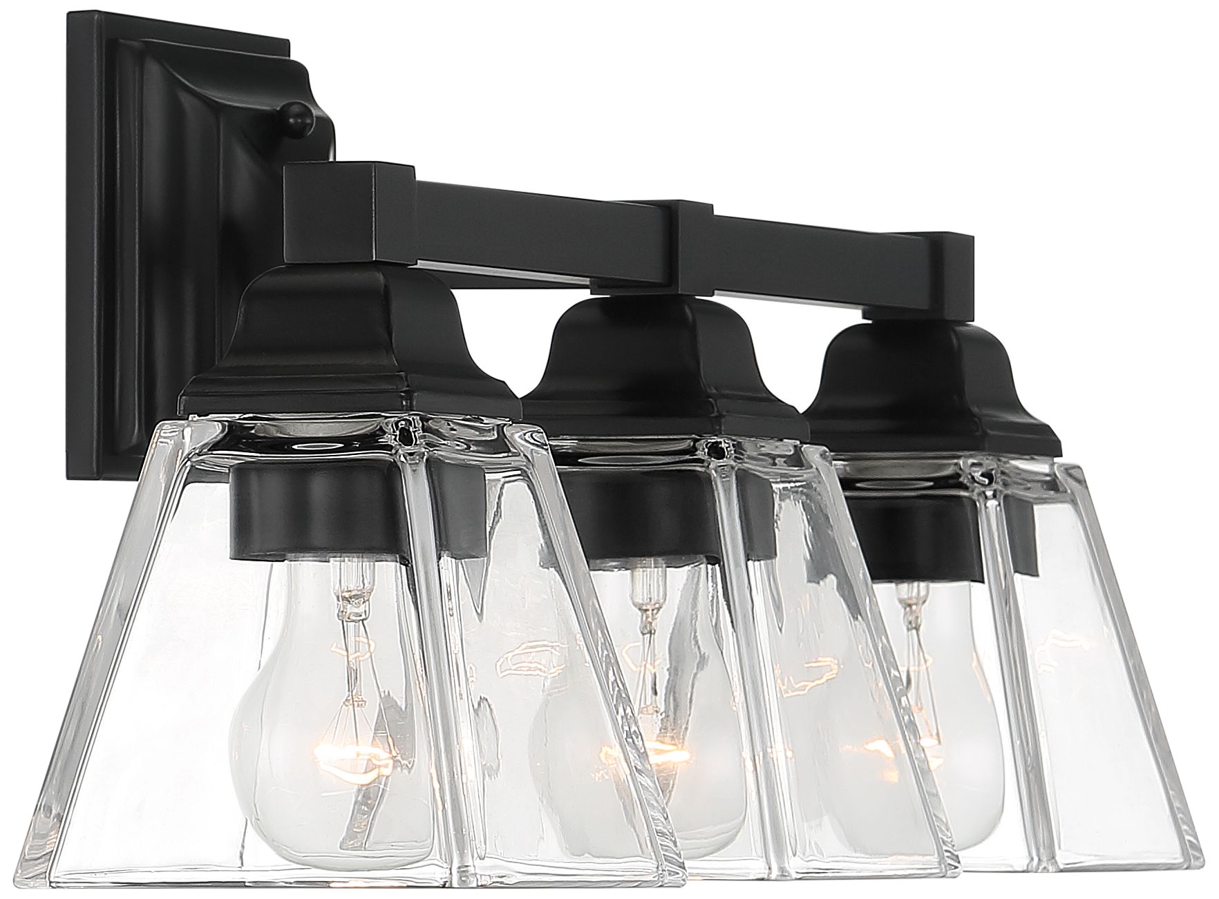 Image 7 Regency Hill Mencino 20" Black Steel Clear Glass 3-Light Bath Light more views