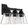Regency Hill Mencino 20" Black Steel Clear Glass 3-Light Bath Light