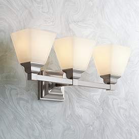 Image1 of Regency Hill Mencino 20" Wide 3-Light Nickel and Opal Glass Bath Light