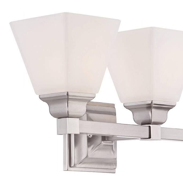 Image 3 Regency Hill Mencino 20 inch Wide 3-Light Nickel and Opal Glass Bath Light more views
