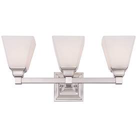 Image4 of Regency Hill Mencino 20" Wide 3-Light Nickel and Opal Glass Bath Light more views