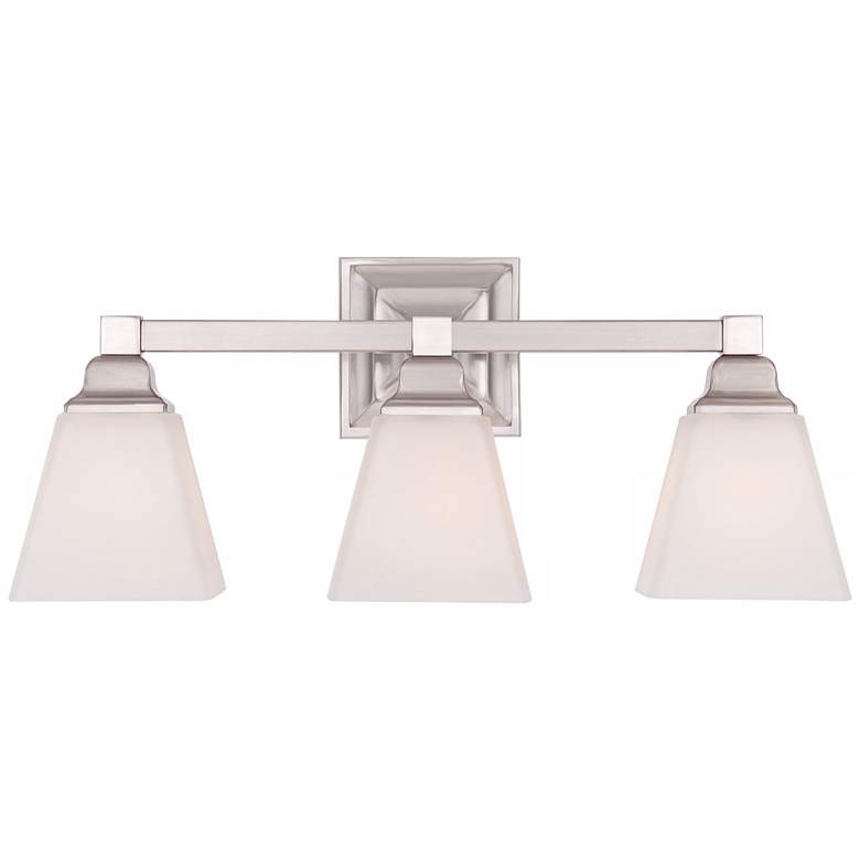 Image 6 Regency Hill Mencino 20 inch Wide 3-Light Nickel and Opal Glass Bath Light more views