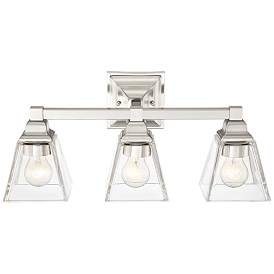 Image2 of Regency Hill Mencino 20" Wide Satin Nickel and Clear Glass Bath Light