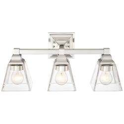 Regency Hill Mencino 20&quot; Wide Satin Nickel and Clear Glass Bath Light