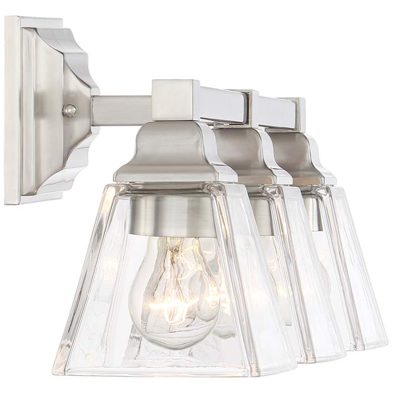 Image 3 Regency Hill Mencino 20" Wide Satin Nickel and Clear Glass Bath Light more views