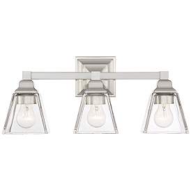 Image4 of Regency Hill Mencino 20" Wide Satin Nickel and Clear Glass Bath Light more views