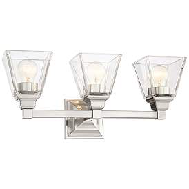 Image5 of Regency Hill Mencino 20" Wide Satin Nickel and Clear Glass Bath Light more views