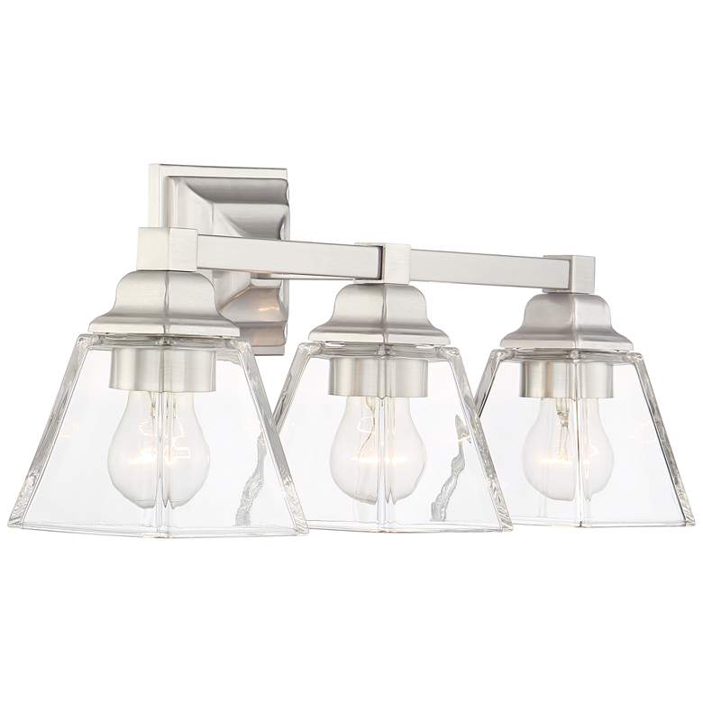 Image 6 Regency Hill Mencino 20" Wide Satin Nickel and Clear Glass Bath Light more views