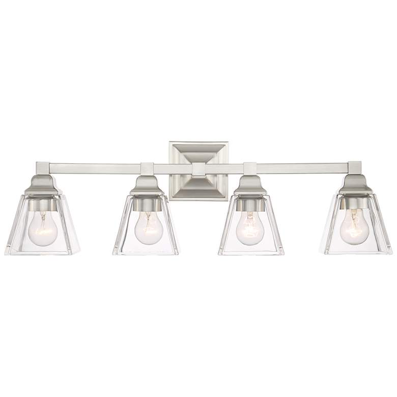 Image 2 Regency Hill Mencino 28" Satin Nickel Clear Glass Bath Vanity Light