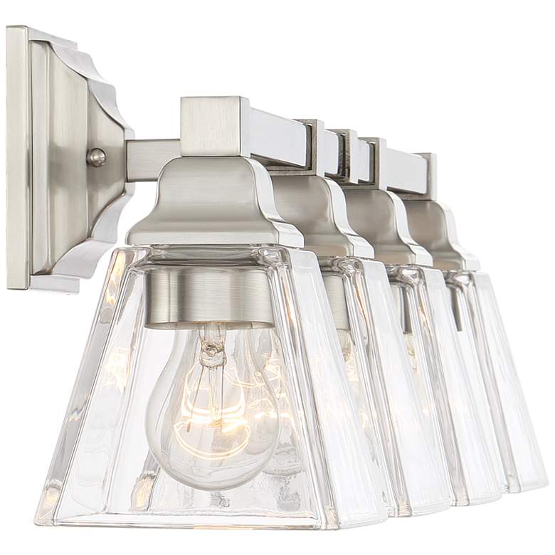 Image 3 Regency Hill Mencino 28" Satin Nickel Clear Glass Bath Vanity Light more views
