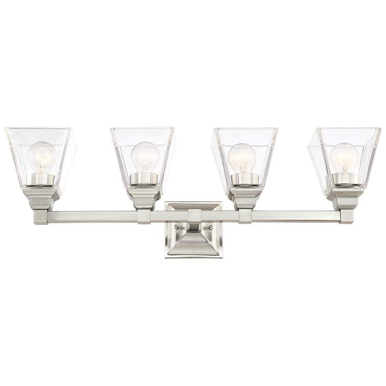 Image 4 Regency Hill Mencino 28" Satin Nickel Clear Glass Bath Vanity Light more views