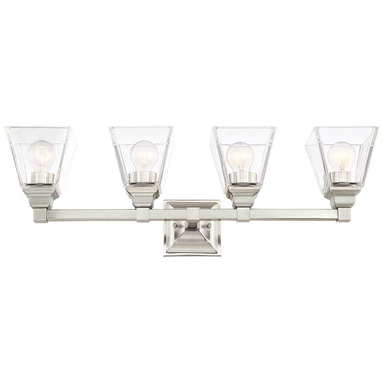 Image 4 Regency Hill  Mencino 28 inch Satin Nickel Clear Glass Bath Vanity Light more views