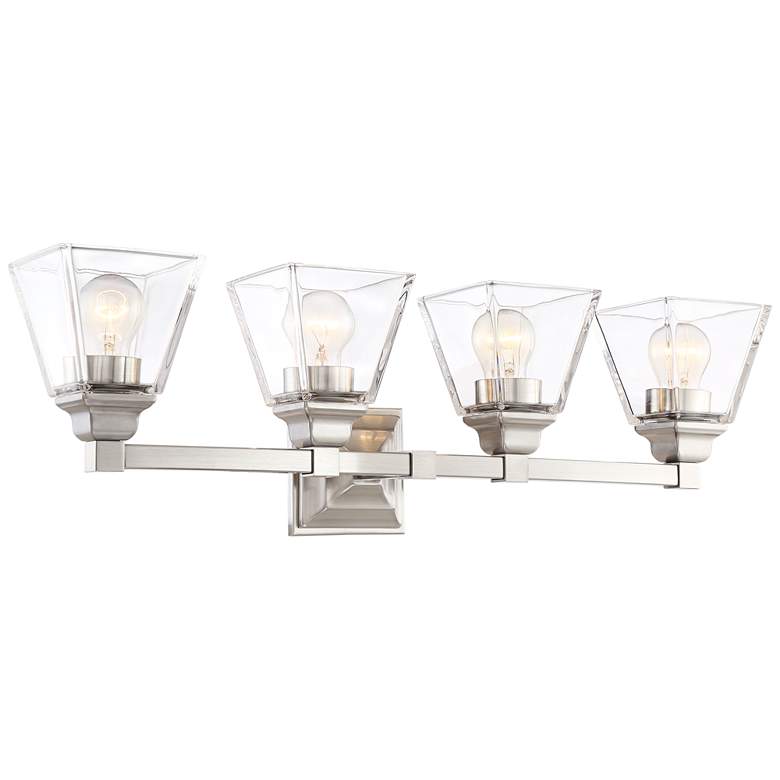 Image 5 Regency Hill Mencino 28" Satin Nickel Clear Glass Bath Vanity Light more views