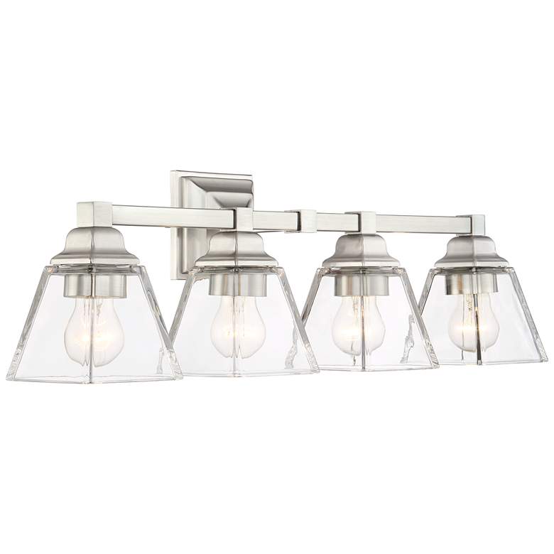 Image 6 Regency Hill Mencino 28" Satin Nickel Clear Glass Bath Vanity Light more views