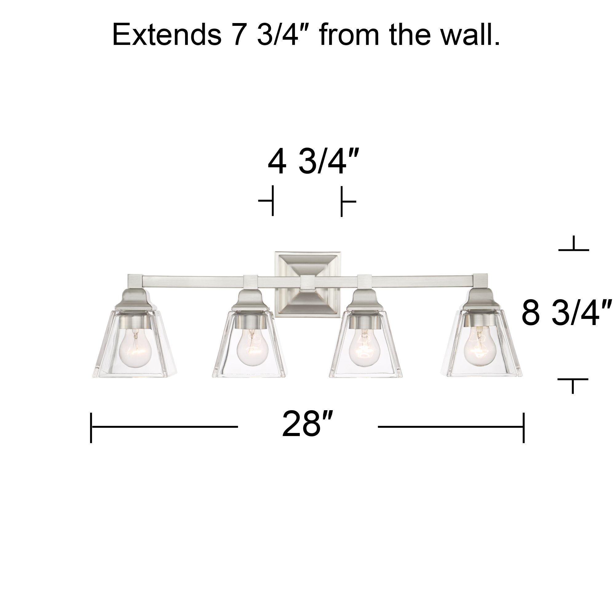 Regency Hill  Mencino 28" Satin Nickel Clear Glass Bath Vanity Light
