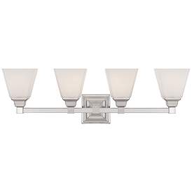 Image3 of Regency Hill Mencino 28" Wide Satin Nickel and Opal Glass Bath Light
