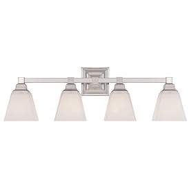 Image5 of Regency Hill Mencino 28" Wide Satin Nickel and Opal Glass Bath Light more views
