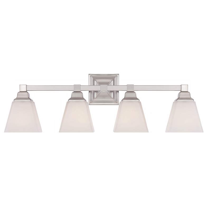 Image 5 Regency Hill Mencino 28" Wide Satin Nickel and Opal Glass Bath Light more views