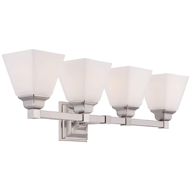 Image 7 Regency Hill Mencino 28" Wide Satin Nickel and Opal Glass Bath Light more views