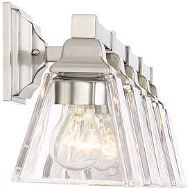 Image3 of Regency Hill Mencino 35 1/4" Satin Nickel and Clear Glass Bath Light more views