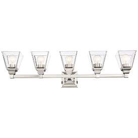 Image4 of Regency Hill Mencino 35 1/4" Satin Nickel and Clear Glass Bath Light more views