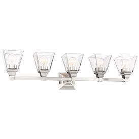 Image5 of Regency Hill Mencino 35 1/4" Satin Nickel and Clear Glass Bath Light more views