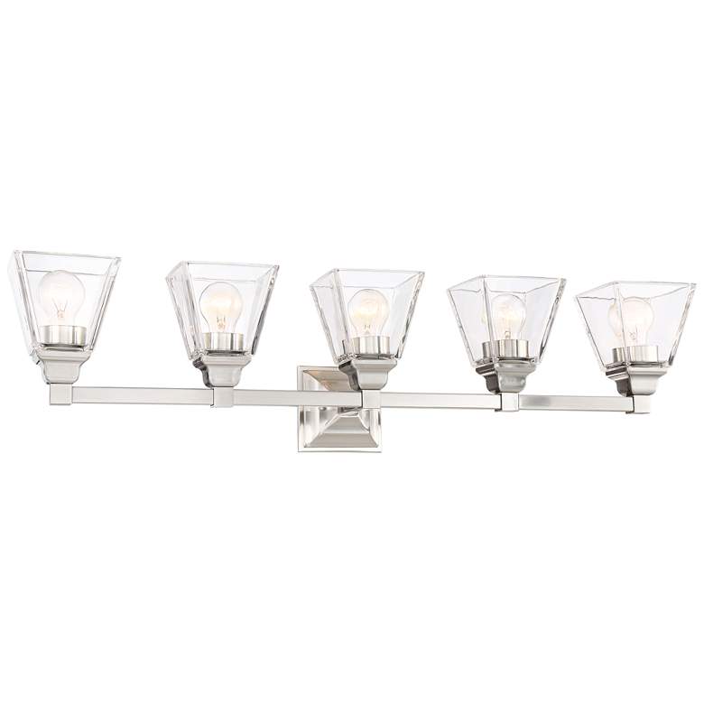 Image 5 Regency Hill Mencino 35 1/4 inch Satin Nickel and Clear Glass Bath Light more views