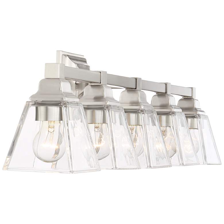 Image 6 Regency Hill Mencino 35 1/4 inch Satin Nickel and Clear Glass Bath Light more views