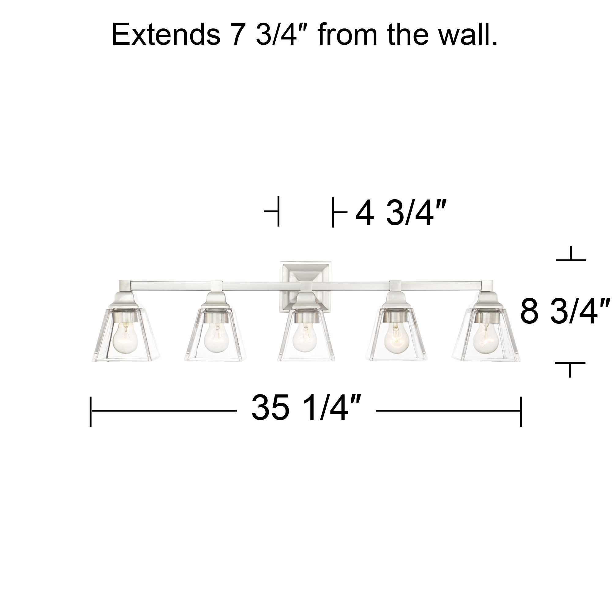 Regency Hill Mencino 35 1/4" Satin Nickel and Clear Glass Bath Light