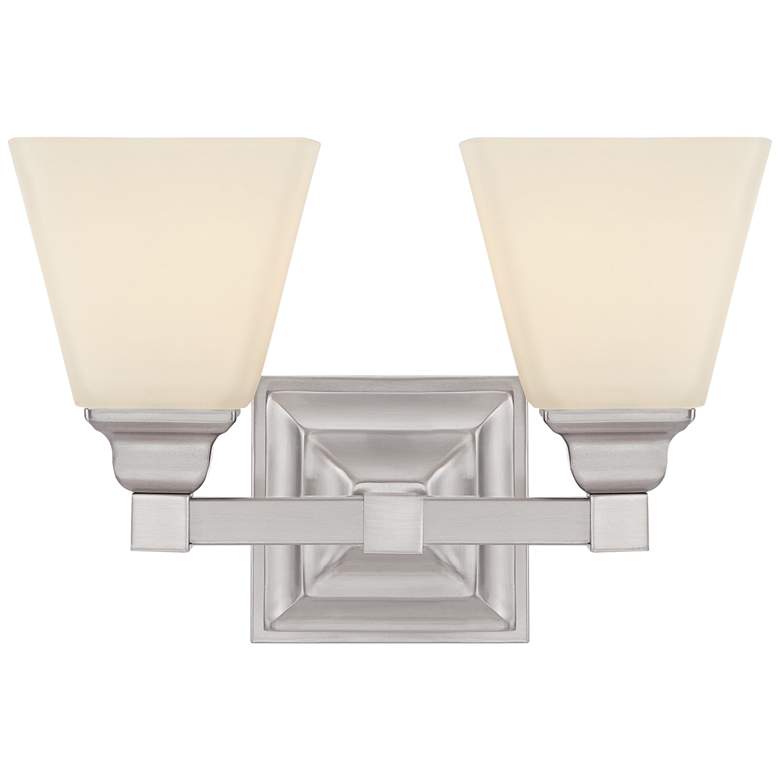 Image 2 Regency Hill Mencino-Opal 12 3/4" Satin Nickel and Glass Bath Light