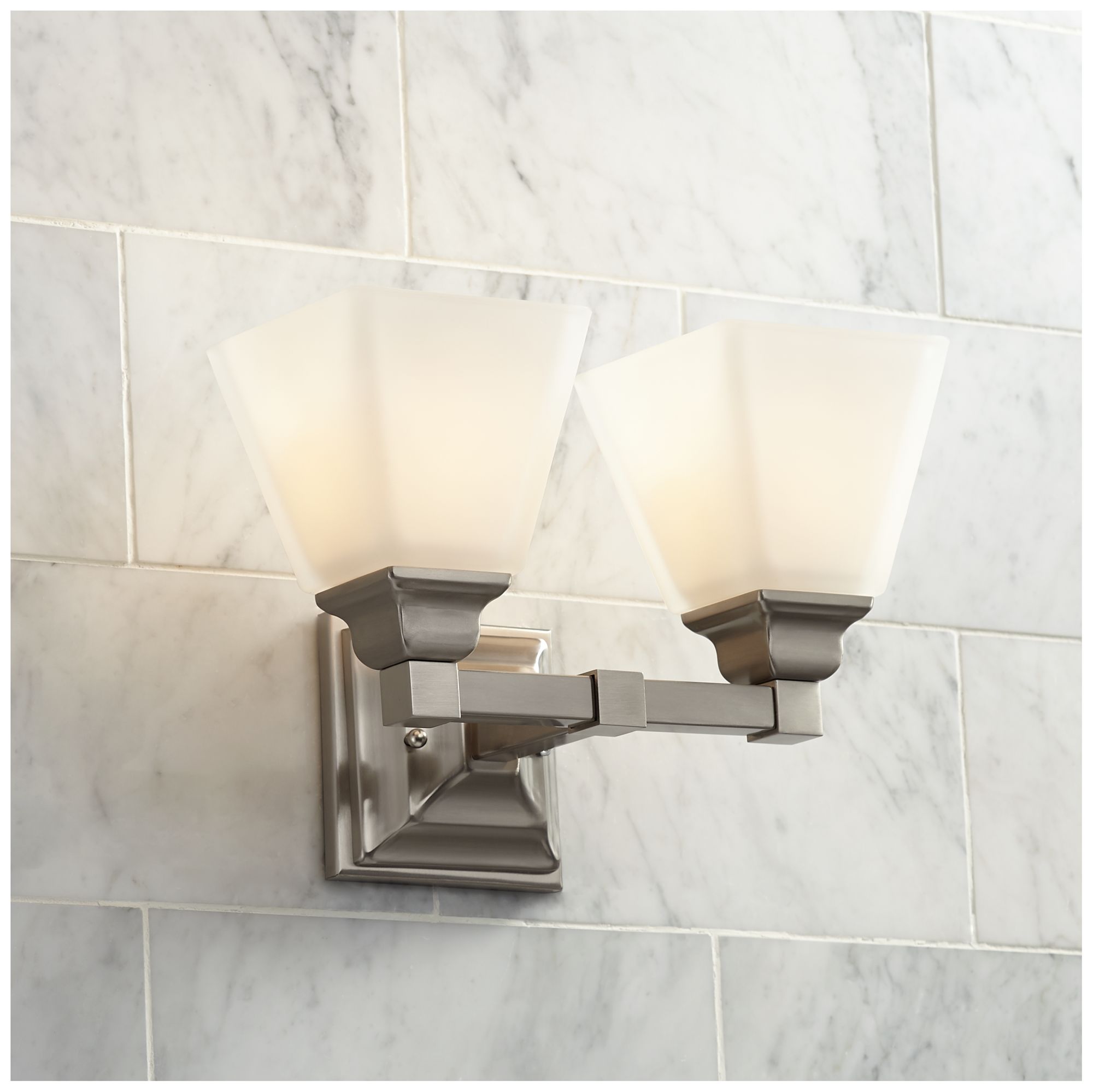 Regency Hill Mencino-Opal 12 3/4" Satin Nickel and Glass Bath Light