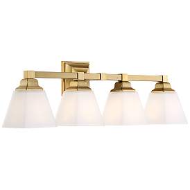Image4 of Regency Hill Mencino-Opal 28" Wide Warm Brass and Glass Bath Light more views