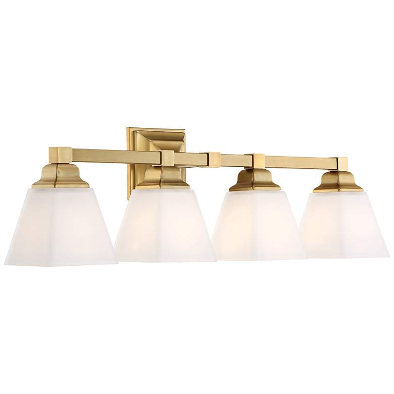 Image 4 Regency Hill Mencino-Opal 28" Wide Warm Brass and Glass Bath Light more views