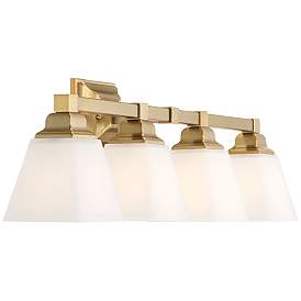 Image5 of Regency Hill Mencino-Opal 28" Wide Warm Brass and Glass Bath Light more views