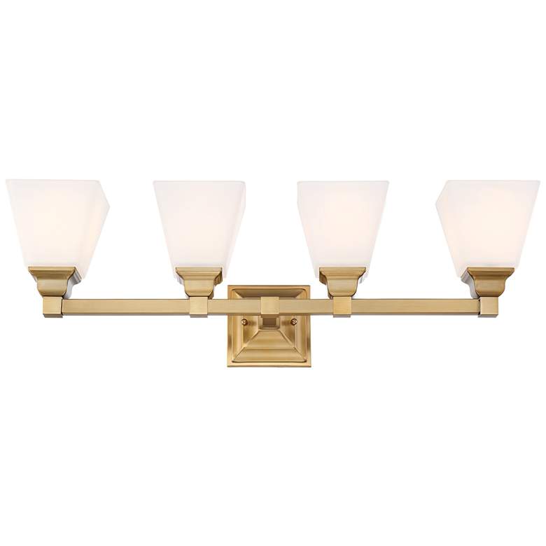 Image 6 Regency Hill Mencino-Opal 28 inch Wide Warm Brass and Glass Bath Light more views